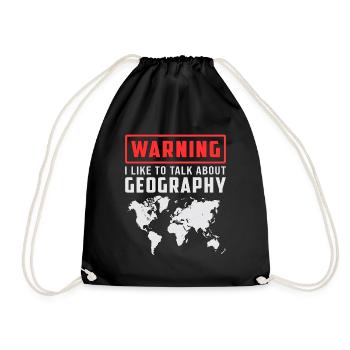 Geografie Lehrer Geocaching Geography Geschenkidee - Turnbeutel - Schwarz - Vorne