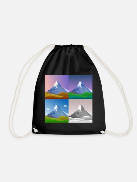 colorful mountains, Matterhorn, Switzerland, Alps, alps - Drawstring Bag - black