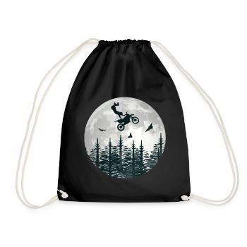 Motorcross Moon Silhouette Gift Motorcycle - Drawstring Bag - black - Front