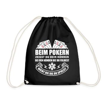 Poker Pokern Ass Casino Hold'em All In Geschenk - Turnbeutel - Schwarz - Vorne
