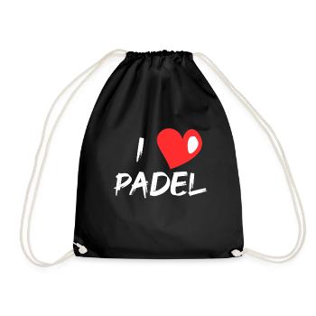 I love Padel - Turnbeutel - Schwarz - Vorne