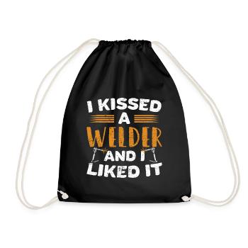 Welder I kissed a welder - Drawstring Bag - black - Front