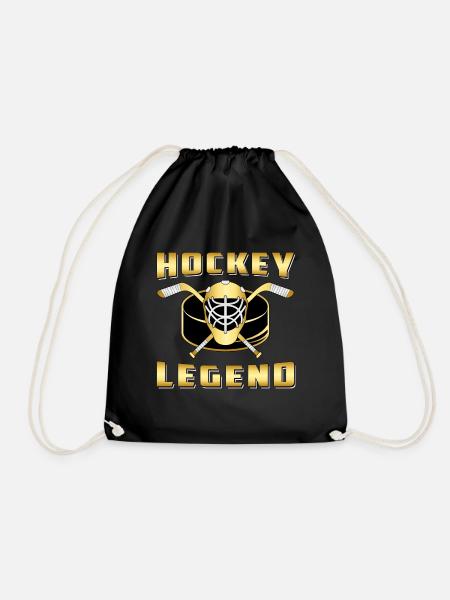 Hockey Hockey Hockey Team Puck Gift Idea - Drawstring Bag - black