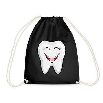 Dentist teeth female dentist tooth doctor gift idea - Drawstring Bag - black - Front