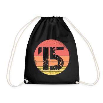 15 years 15th birthday retro vintage gift - Drawstring Bag - black - Front