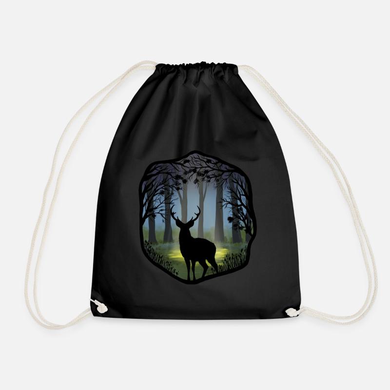 Hirsche im Wald - Turnbeutel - Schwarz