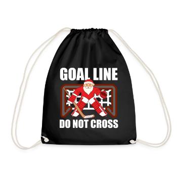 Goal Line Do Not Cross Ice Hockey Christmas - Drawstring Bag - black - Front