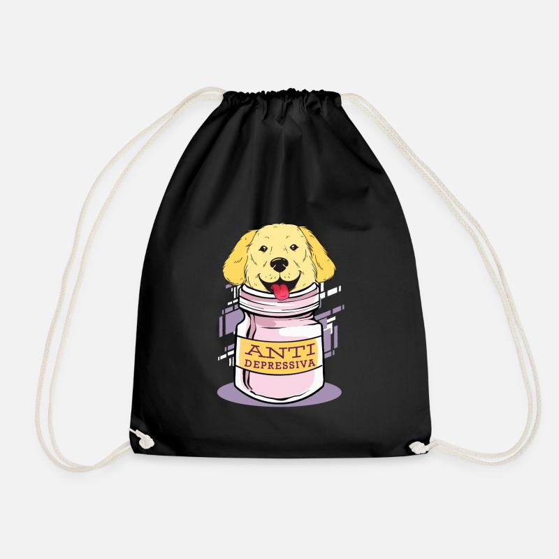 Golden Retriever Depression Pillen - Turnbeutel - Schwarz