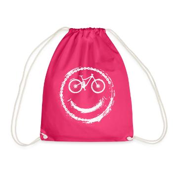 MTB Fahrrad Mountain Bike Mountainbiker - Turnbeutel - Fuchsia - Vorne