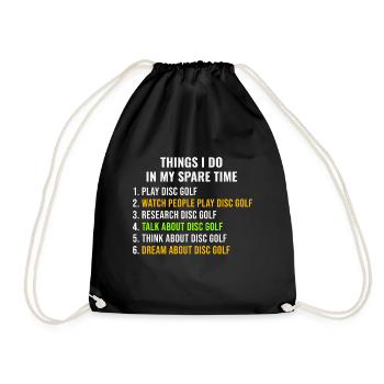 Disc Golf Player Golfer Frisbee Funny Saying Gift - Drawstring Bag - black - Front