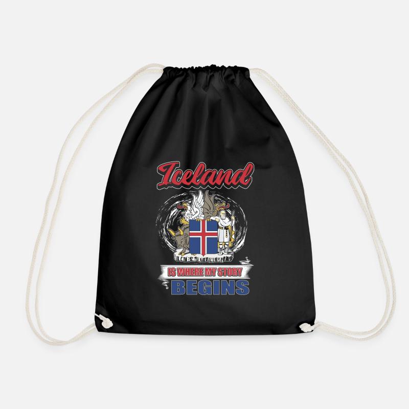 Iceland - Drawstring Bag - black