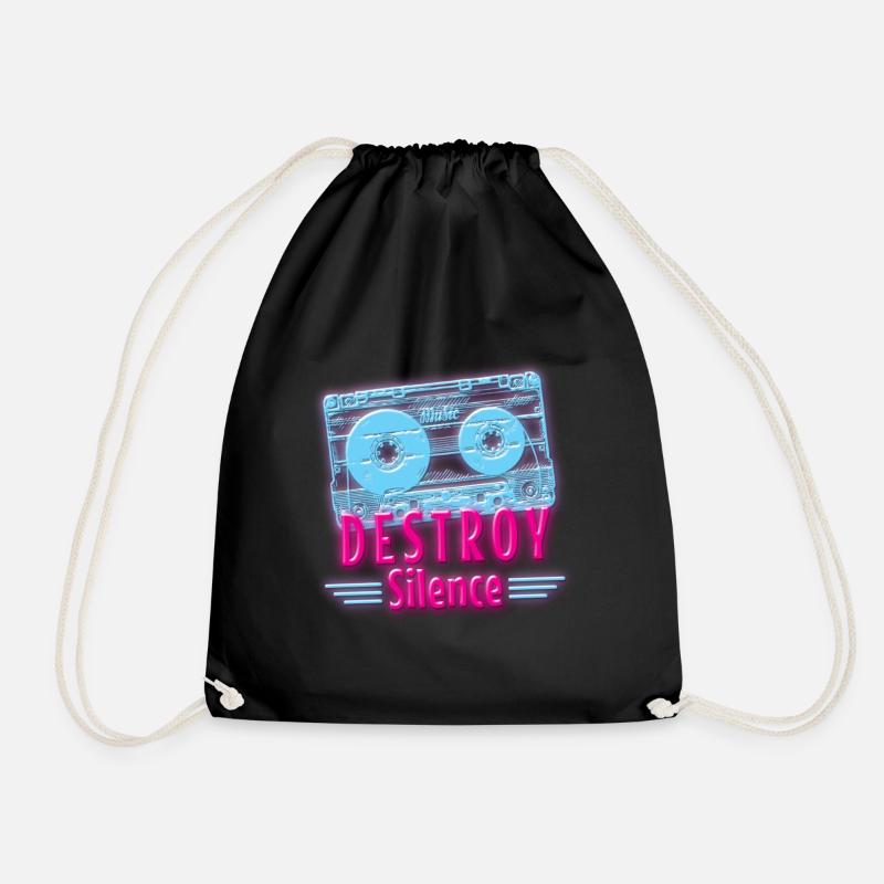 Uv Musik Neon Retro - Turnbeutel - Schwarz