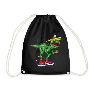 Mexico Holiday Dino gift idea holiday - Drawstring Bag - black - Front