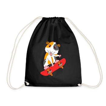 Skateboard Guinée Cochon Skate Sur T-shirt Design - Sac de sport léger - noir - Devant