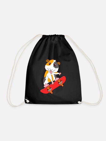 Skateboard Guinée Cochon Skate Sur T-shirt Design - Sac de sport léger - noir
