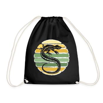 Retro Gecko Lézard Vintage Reptile Lézard Lizard - Sac de sport léger - noir - Devant