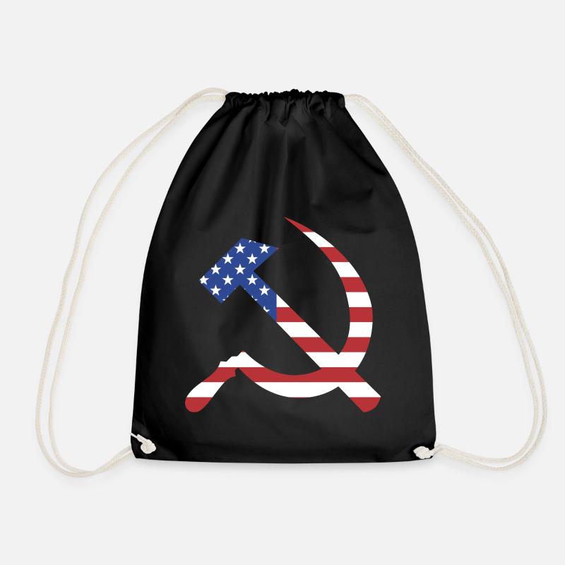 FLAG USA USSR HAMMER COMMUNIST HAMMER - Drawstring Bag - black