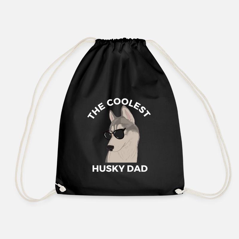 Husky dad - Drawstring Bag - black