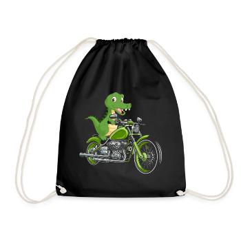 Crocodile Motorcycle Bike Alligator Biker - Drawstring Bag - black - Front