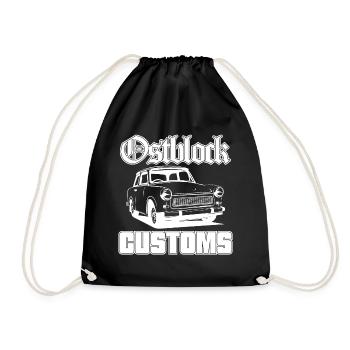 Trabi Trabbi Ostblock Customs DDR Auto - Turnbeutel - Schwarz - Vorne