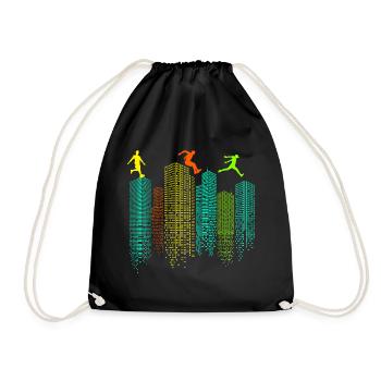 Parkour Free Running Runner Traceur Skyline Funny - Drawstring Bag - black - Front