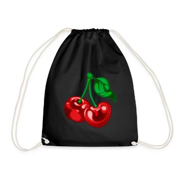 Cherries in Chest Pocket Shirt Pocket Bag - Drawstring Bag - black - Front