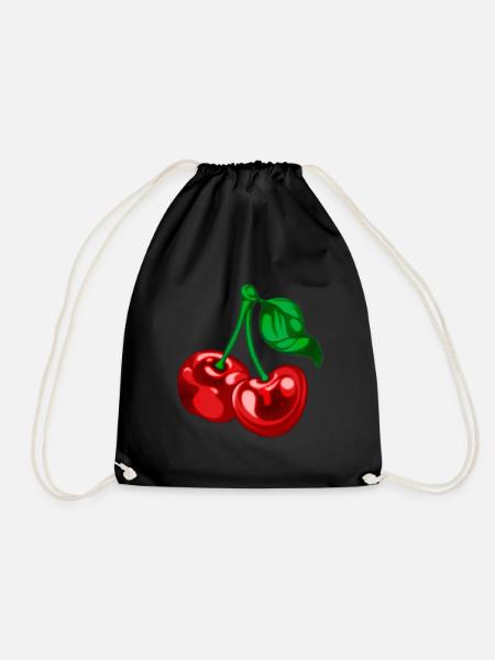 Kirschen in Brusttasche Hemdtasche Tasche - Turnbeutel - Schwarz