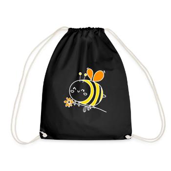 Biene mit blume - Turnbeutel - Schwarz - Vorne