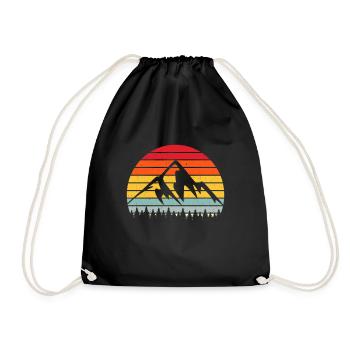 Mountains Forest Retro Vintage - Drawstring Bag - black - Front