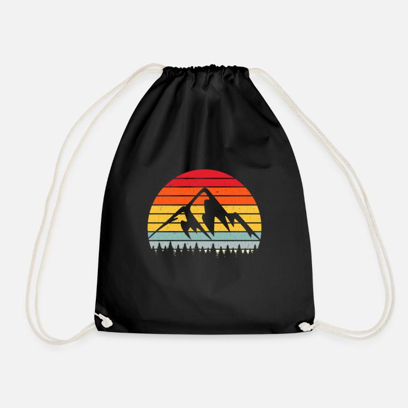 Berge Wald Retro Vintage - Turnbeutel - Schwarz