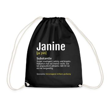 Janine Name Definition - Turnbeutel - Schwarz - Vorne