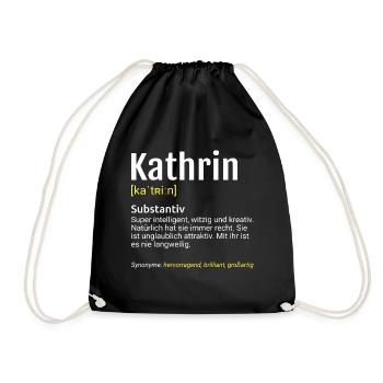 Kathrin Name Definition - Turnbeutel - Schwarz - Vorne