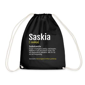 Saskia Name Definition - Turnbeutel - Schwarz - Vorne