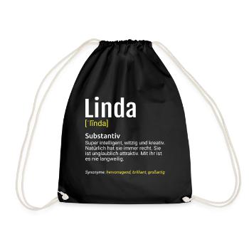 Linda Name Definition - Turnbeutel - Schwarz - Vorne
