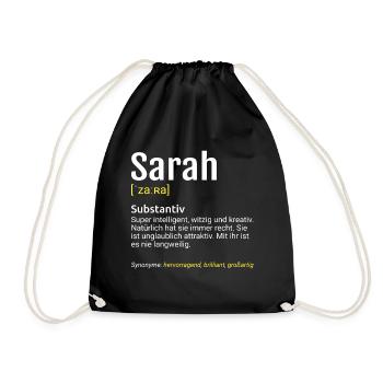 Sarah Name Definition - Turnbeutel - Schwarz - Vorne