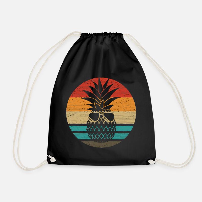 Ananas Retro Style Vintage - Turnbeutel - Schwarz