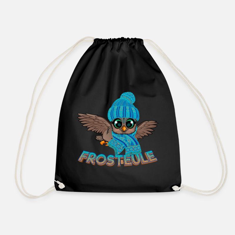 Frosteule Eule Frostbeule Herbst Winter - Turnbeutel - Schwarz