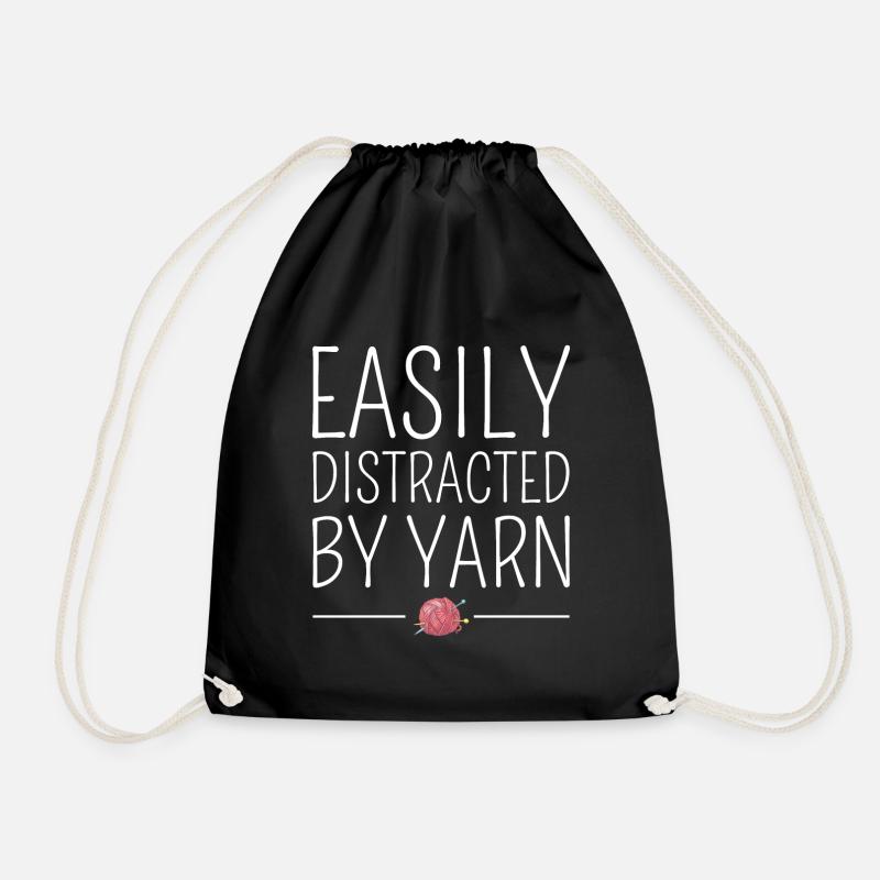 Crocheting Crochet Knitting Crocheter Funny - Drawstring Bag - black