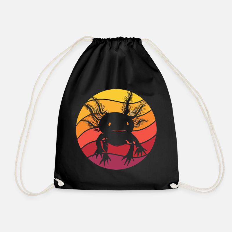 Axolotl Retro Style Vintage - Turnbeutel - Schwarz