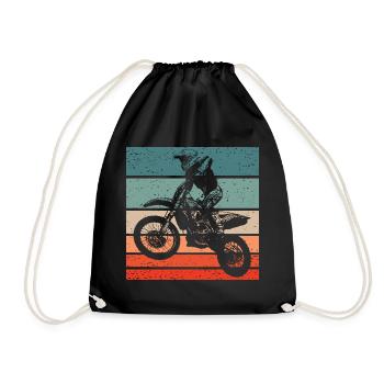 Motocross Retro Style Vintage - Drawstring Bag - black - Front