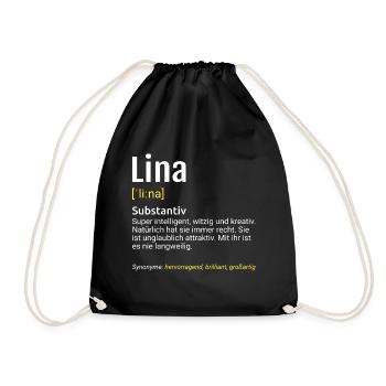 Lina Name Definition - Turnbeutel - Schwarz - Vorne