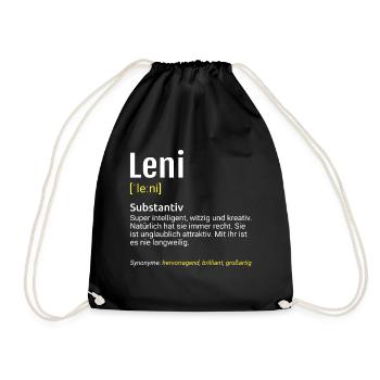 Leni Name Definition - Turnbeutel - Schwarz - Vorne