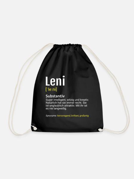 Leni Name Definition - Turnbeutel - Schwarz