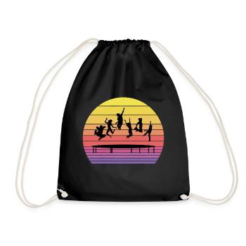 Trampoline Park Jumping Indoor Playground Vintage - Drawstring Bag - black - Front