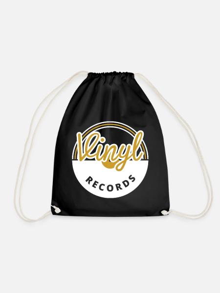 Vinyl Records - Drawstring Bag - black
