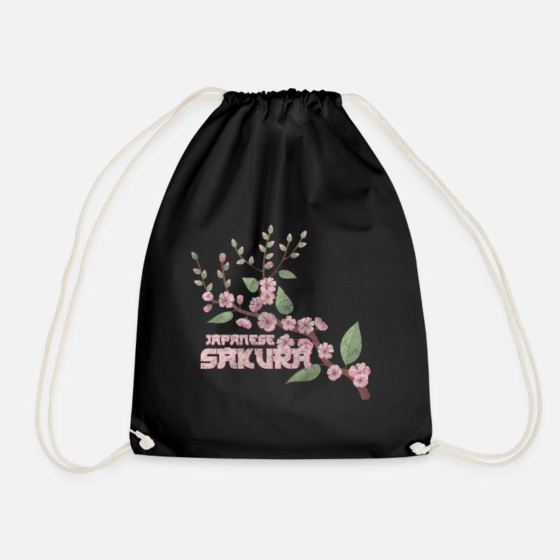Cherry Blossom Blossom Colorful - Drawstring Bag - black