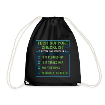 Tech Support Checklist Coding Shirt For - Drawstring Bag - black - Front