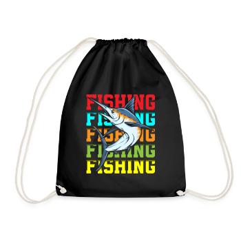 Fishermen Fishing Fishing Bait - Drawstring Bag - black - Front