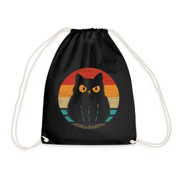 chat, style rétro, vendange - Sac de sport léger - noir - Devant