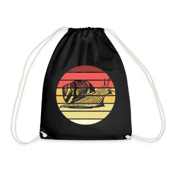 Snail retro style vintage - Drawstring Bag - black - Front